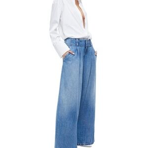 Alice + Olivia Wide-Leg Blue Jeans